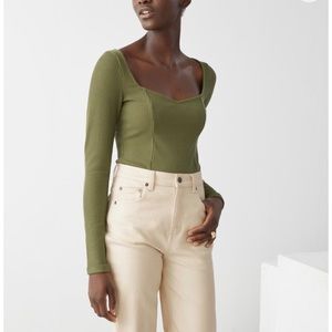 NWOT & other stories green sweetheart bodysuit